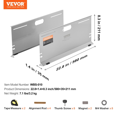 VEVOR 2-Pack Wheel Alignment Tool, Alignment Tool Toe Plates, Stainless Steel Toe Angle Measurement Tool Plate, 4 Alignment Rods and Magnetic Slots,