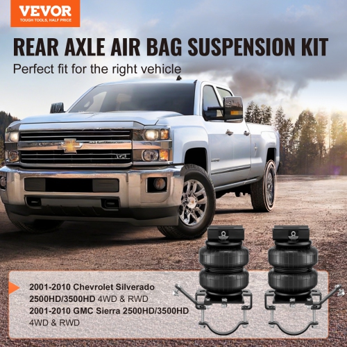 VEVOR 5000 lbs Loading Air Bag Suspension Kit, Air Springs Suspension Bag Compatible with 2001-2010 Chevrolet Silverado 2500/3500HD and GMC Sierra