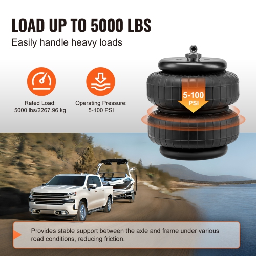 VEVOR 5000 lbs Loading Air Bag Suspension Kit, Air Springs Suspension Bag Compatible with 2001-2010 Chevrolet Silverado 2500/3500HD and GMC Sierra