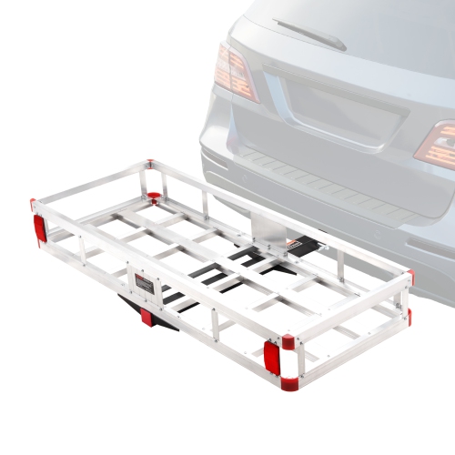 VEVOR  49.4 X 22.4 X 7.1 In Hitch Cargo Carrier, 500Lb Capacity Trailer Hitch Mount Aluminum Cargo Basket, Luggage Carrier Rack Fits 2" Hitch