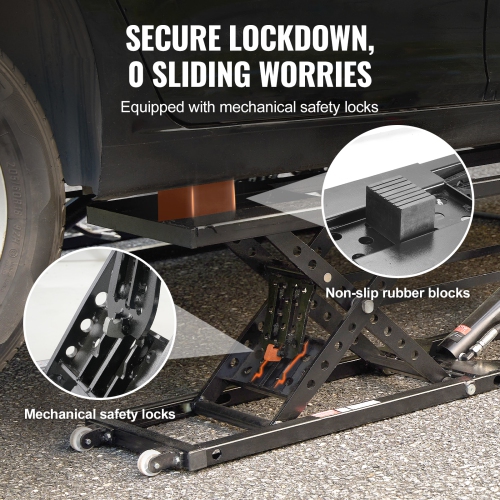 VEVOR 5,000 LBS Car Lift, Portable Car Lift, with Extended-Length Plates, 25.6" Max. Height, Heavy-duty Carbon Steel Truck Lift with Power Unit, Auto