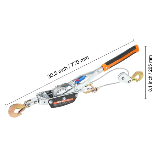 VEVOR 5 Ton Pulling Capacity, Come Along Winch, 11.5 ft Steel Cable, 3 Hooks, Heavy Duty Ratchet Power Puller Tool with Dual Gears, Automotive Hoist