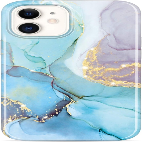 Étui Gold Glitter Marble de JIAXIUFEN pour iPhone 12 mini - Violet menthe