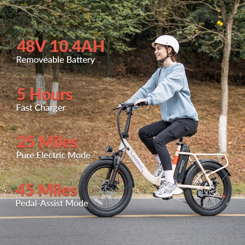 INVANTI Adult Folding E-Bike – 500W Motor, 72KM Max Range, 20"x3" Fat Tires, Front Suspension, 7-Speed Gear | Urban Commute & Off-Road Exploration