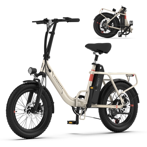 Image 1 of 12.. INVANTI Adult Folding E-Bike – 500W Motor, 72KM Max Range, 20"x3" Fat Tires, Front Suspension, 7-Speed Gear | Urban Commute & Off-Road Exploration