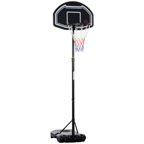 HOMCOM Portable Basketball Hoop and Stand with Wheels, 5.2-6.9ft Height Adjustable, High Strength PE Backboard and Weight Base, Black