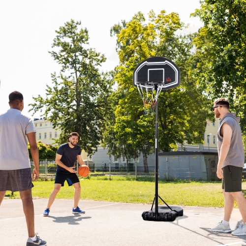HOMCOM Portable Basketball Hoop and Stand with Wheels, 5.2-6.9ft Height Adjustable, High Strength PE Backboard and Weight Base, Black
