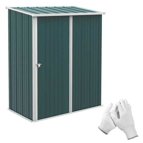 Outsunny 5' x 3' Outdoor Storage Shed, Steel Garden Shed with Single Lockable Door and Gloves, Tool Storage House for Backyard, Patio, Lawn, Green