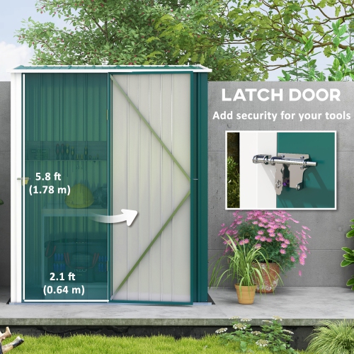 Outsunny 5' x 3' Outdoor Storage Shed, Steel Garden Shed with Single Lockable Door and Gloves, Tool Storage House for Backyard, Patio, Lawn, Green