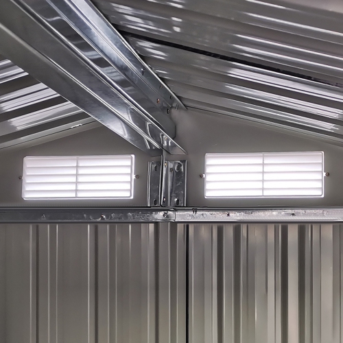 Outsunny 5ft x 4ft Garden Metal Storage Shed, Tool Storage Shed with Top Vents, Sliding Door, Sloped Roof and Foundation Kit for Garden, Patio, Lawn,