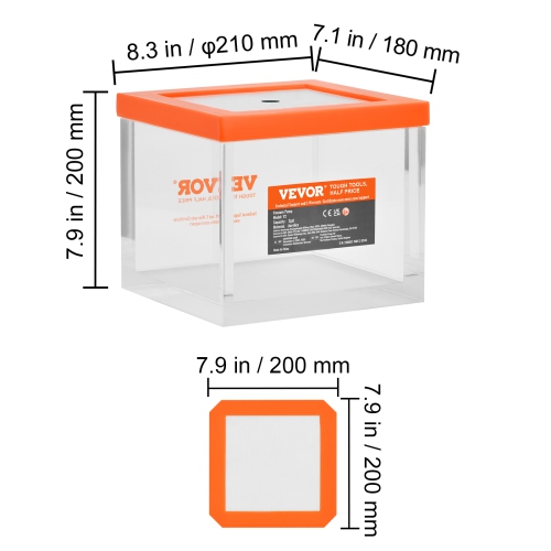 VEVOR 2 Gallon Vacuum Chamber, Upgraded Multipurpose Acrylic Vacuum Degassing Chamber, Transparent Vacuum Chamber, for Resin Degassing, Silica Gel