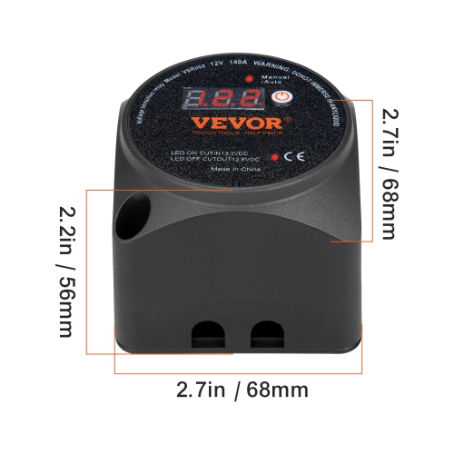 VEVOR 12V 140Amp Dual Battery Isolator Kit, Manual and Auto Modes VSR Voltage Sensitive Relay with LCD Screen, Smart Battery Isolator for ATV UTV RV