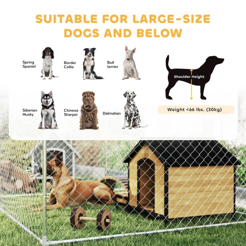PawHut Outdoor Dog Kennel with Two Rooms, Heavy Duty Dog Run Outdoor Fence Cage with Waterproof UV-Resistant Cover, Escape-Proof Lock, 19.7' x 7.5' x
