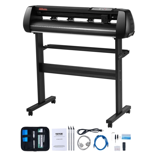 VEVOR 34in Vinyl Cutter Machine, Offline Bluetooth Cutting Plotter Machine, 400in/10m Steel Roller Shaft Adjustable Speed Force, SignMaster Software