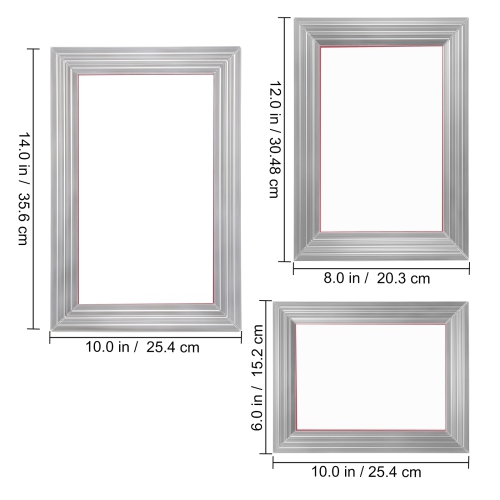 VEVOR 6x10/8x12/10x14inch Screen Printing Kit, 3 PCS Aluminum Silk Screen Printing Frames, 5 Glitters and Screen Printing Squeegees and Transparency
