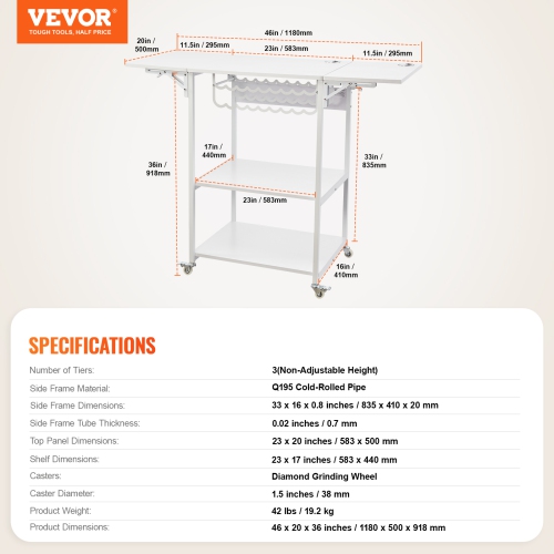 VEVOR Heat Press Table, 3 Tier Movable Heat Press Stand, Foldable Heat Transfer Machine Stand with Wheels and Vinyl Roll Holder, Rolling Metal