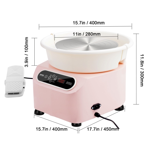 VEVOR 350W Pottery Wheel, 11 inch Pottery Forming Machine,Electric Wheel for Pottery with Foot Pedal and LCD Touch Screen, Direct Drive Ceramic Wheel