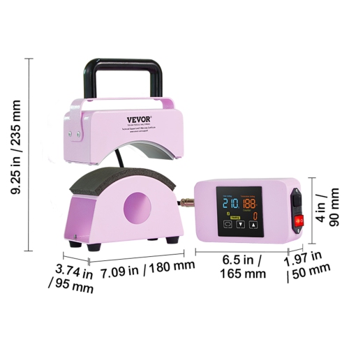 VEVOR Hat Press Machine, Mini Hat Heat Press for Caps with Integrated Control Panel, Cap Heat Press Machine with 5.9x3.15 inch Curved Heating Plate,