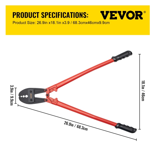 VEVOR 30" Hand Swager, Swaging Tool for 5/32", 1/4" and 5/16" Wire Rope Cable
