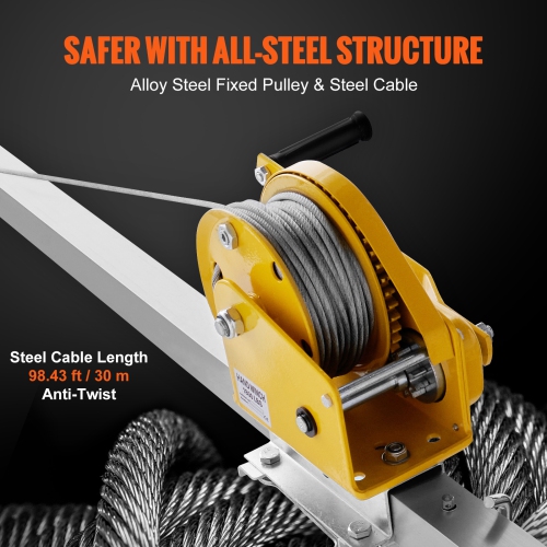 VEVOR Confined Space Tripod Kit, Confined Space Tripod 7' Legs and 98' Cable, Confined Space Rescue Tripod 32.8' Fall Protection, 1800 lbs Winch,