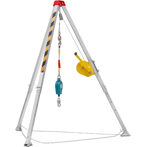 VEVOR Confined Space Tripod Kit, Confined Space Tripod 7' Legs and 98' Cable, Confined Space Rescue Tripod 32.8' Fall Protection, 1800 lbs Winch,