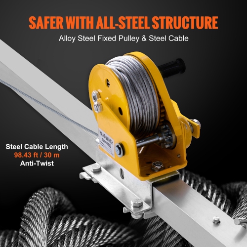 VEVOR Confined Space Tripod Kit, Confined Space Tripod 7' Legs Bracket and 98' Cable, Confined Space Rescue Tripod 32.8' Fall Protection, 1200 lbs