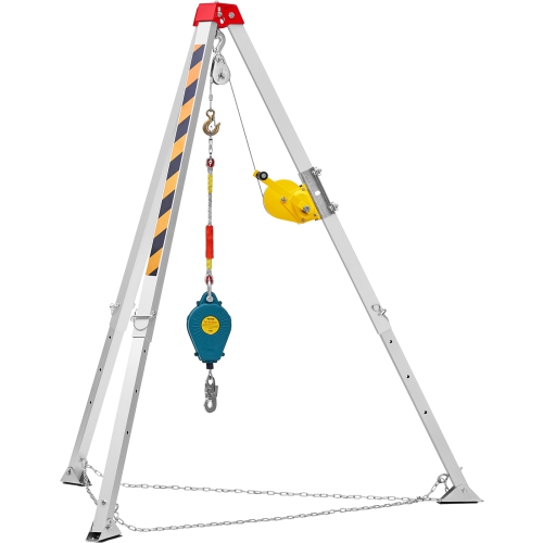 VEVOR Confined Space Tripod Kit, Confined Space Tripod 7' Legs Bracket and 98' Cable, Confined Space Rescue Tripod 32.8' Fall Protection, 1200 lbs