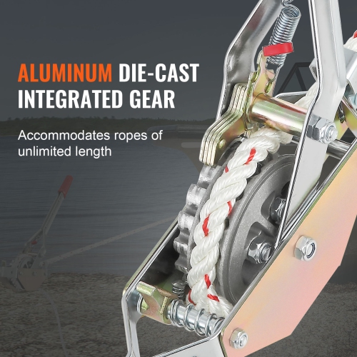 VEVOR 3/4 Ton Pulling Capacity Rope Puller with 100' of 0.6" dia. Rope,2 Hook,Come Along Winch, Ratchet Power Puller for Moving Boats,Securing
