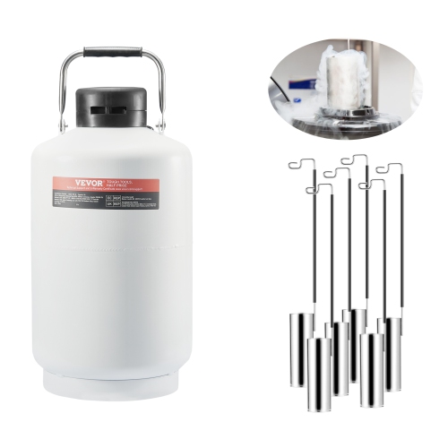 VEVOR 10 L Aluminum Alloy Liquid Nitrogen Container, LN2 Tank Dewar with 6 Canisters and Carry Bag with Straps, Cryogenic Tank for Beauty Industry,