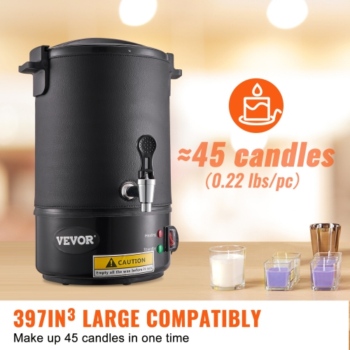 VEVOR 6.5 Liter Large Electric Wax Melting Pot Easy Pour Spout, 9-level Temperature Control, Easy Clean for Candle Soap Cream Beauty Bulk Production