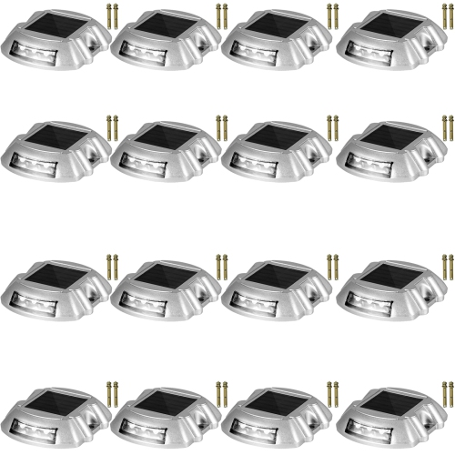 VEVOR 16-Pack Driveway Lights Solar Driveway Lights Bright White with Screw Solar Deck Lights Outdoor Waterproof Wireless Dock Lights 6 LEDs for Path