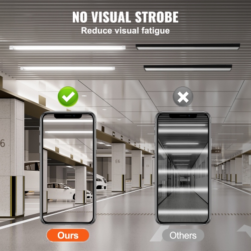 VEVOR 10 Pack LED Shop Light, 4 FT, 40W Linkable Shop Light Fixture, 6500 LM Ceiling Lights 59 in Power Cords with ON/OFF Switch 48 in Connector