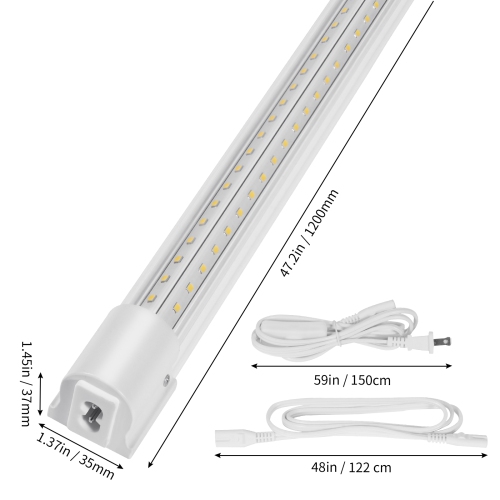 VEVOR 10 Pack LED Shop Light, 4 FT, 40W Linkable Shop Light Fixture, 6500 LM Ceiling Lights 59 in Power Cords with ON/OFF Switch 48 in Connector