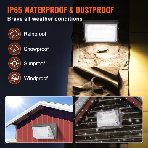 VEVOR 120W 11000LM LED Wall Pack Lights,5000K Commercial Outdoor Lights Security Lighting Fixture, with Intelligent Light Sensing 240 LED beads