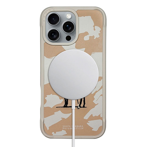 Santa Barbara Virgil Series Beige Embroidered Leather Magsafe Case for iPhone 16 Pro