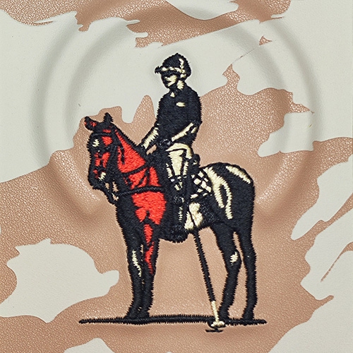 Santa Barbara Virgil Series Beige Embroidered Leather Magsafe Case for iPhone 16 Pro