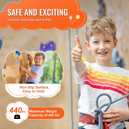 VEVOR 72 Rock Climbing Holds, Multi-Size and Multi-Colored Climbing Rocks for Kids and Adults, Rock Wall Holds with Mounting Hardware, Climbing Wall