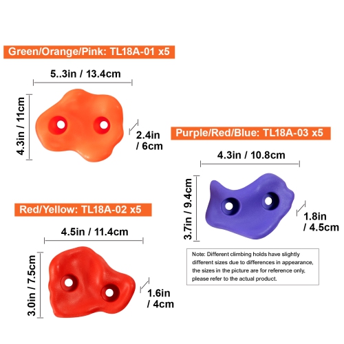 VEVOR 72 Rock Climbing Holds, Multi-Size and Multi-Colored Climbing Rocks for Kids and Adults, Rock Wall Holds with Mounting Hardware, Climbing Wall