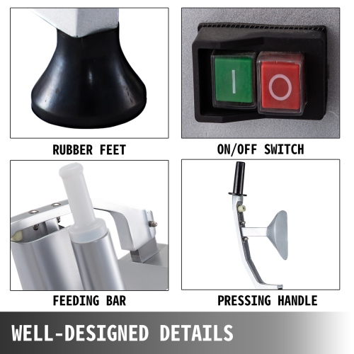 VEVOR 110V Commercial Fruit and Vegetable Cutter Slicer Machine 550W Multi-functional Food Processor with Detachable 5-blades Perfect for Cucumber