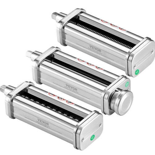 VEVOR 3Pcs Pasta Attachment for KitchenAid Stand Mixer, Stainless Steel Pasta Roller Cutter Set Including Pasta Sheet Roller, Spaghetti , 8