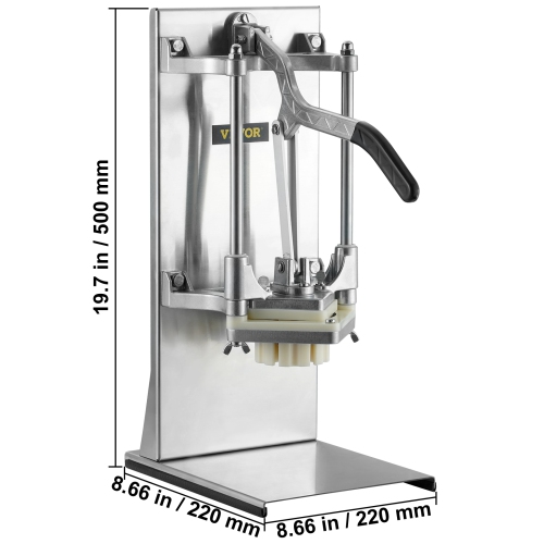 VEVOR Commercial French Fry Cutter with 4 Replacement Blades, 1/4″ and 3/8″ Blade Easy Dicer Chopper, 6-wedge Slicer and 6-wedge Apple Corer, Lemon