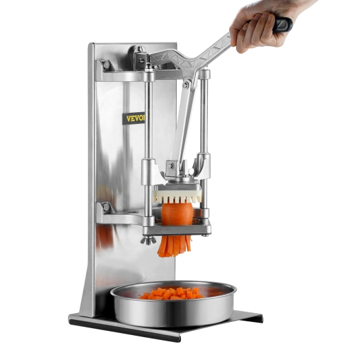 VEVOR Commercial French Fry Cutter with 4 Replacement Blades, 1/4″ and 3/8″ Blade Easy Dicer Chopper, 6-wedge Slicer and 6-wedge Apple Corer, Lemon