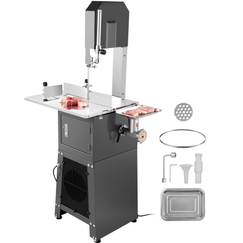 Image 1 of 9.. VEVOR 550W Commercial Electric Meat Bandsaw, Stainless Steel Vertical Bone Sawing Machine, 19.1"x15" Workbench, 7.09 Inch Cutting Thickness, Frozen