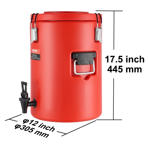 VEVOR 4.5 Gallon 17.2 Liter Stainless Steel Insulated Beverage Dispenser, Thermal Hot and Cold Drink Server Dispenser with Spigot Handle, Food-grade