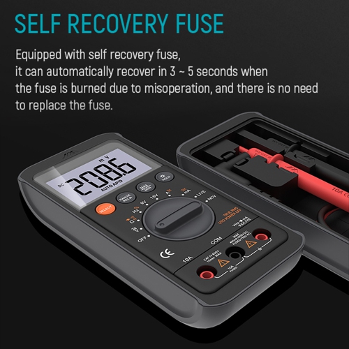 Digital Multimeter Tester, 6000 Counts, DC/AC Voltmeter, Measures Voltage, Current, Resistance, Continuity & Diodes, Auto Range, Ideal for Household