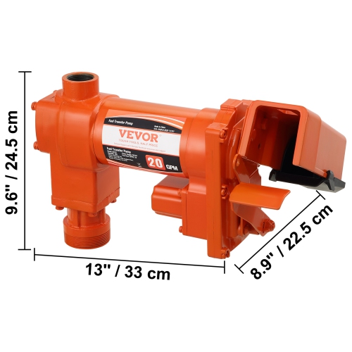 VEVOR 1/4 HP Fuel Transfer Pump, 12V DC 20 GPM, High Flow Cast Iron Gasoline Extractor Pump with Fuel Collection Box Design for Gasoline, Diesel,