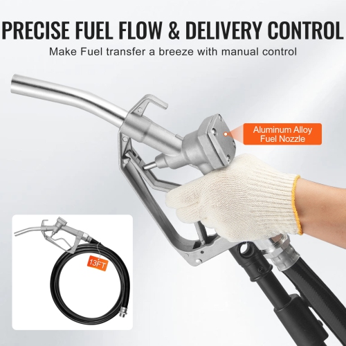 VEVOR 1/10 HP Fuel Transfer Pump, 12V DC 5.3 GPM, Portable Electric Diesel Transfer Pump with Auto Shut-Off Fuel Nozzle, Long Inlet & Outlet Hose for