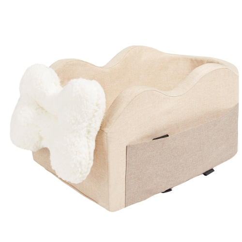 VEVOR Console Dog Car Seat, Center Console Dog Booster Seat for Small Dog, Pet Car Seat for Car Armrest with Clip-On Leash, Adjustable Straps,