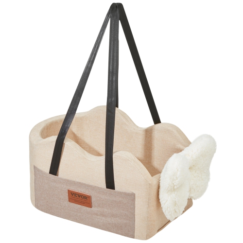 VEVOR Console Dog Car Seat, Center Console Dog Booster Seat for Small Dog, Pet Car Seat for Car Armrest with Clip-On Leash, Adjustable Straps,