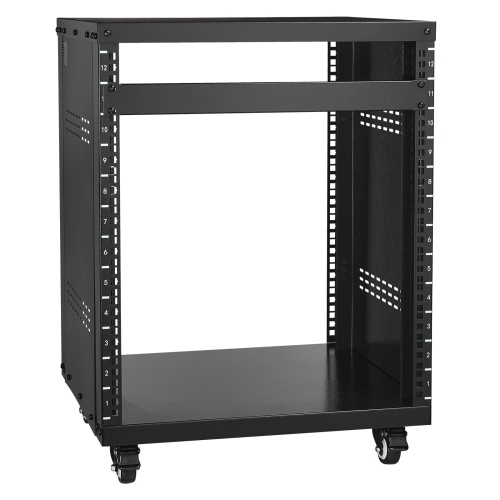 VEVOR  12U Av Rack Stand, 500Lbs Capacity, Network Stereo Recording Studio Rack \w Lockable Caster Wheels Round & Square Holes, for 19" Audio Video